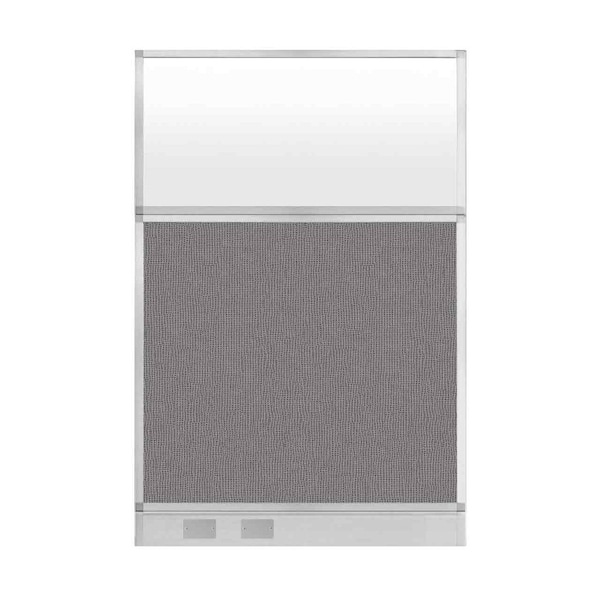 Hush Panel Configurable Cubicle Partition 4' x 6' Slate Fabric Frosted Window w/ Cable Channel